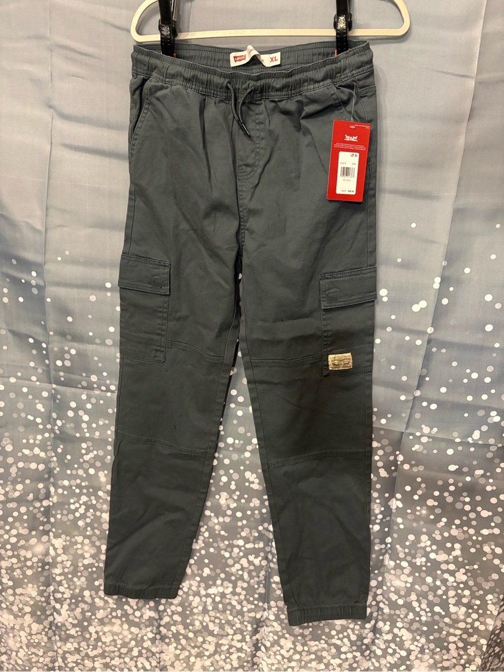 Levi's Men's Charcoal Gray Cargo Pants with Elastic Waist